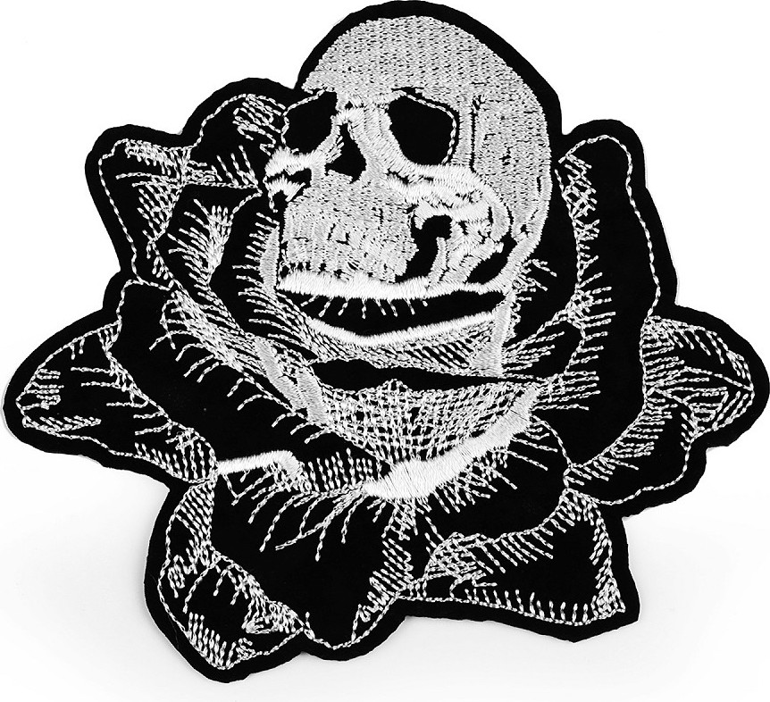Nažehlovačka lebka Varianta: 1 černá růže, Balení: 5 ks