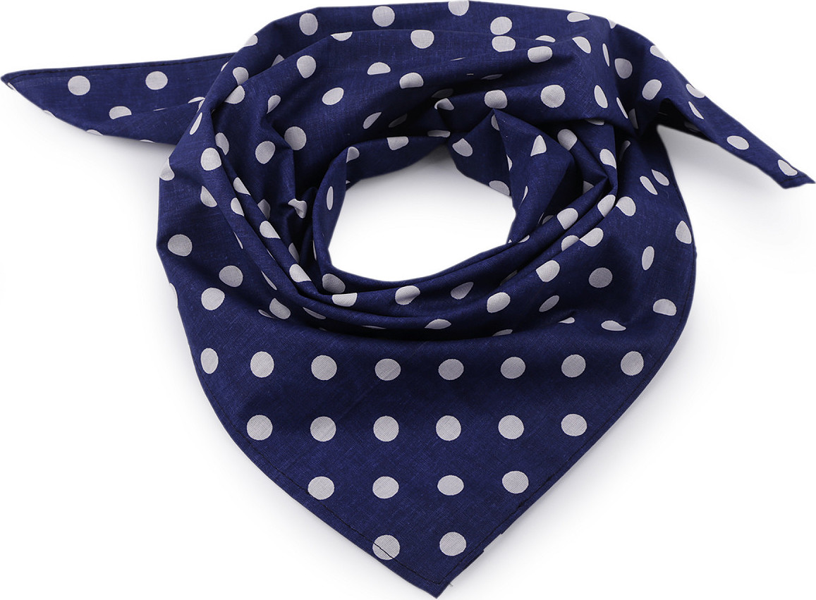 Bavlněný šátek s puntíky 65x65 cm Varianta: 55 (bsp079) černá bílá, Balení: 1 ks