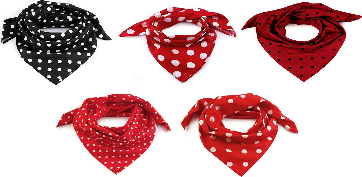 Bavlněný šátek s puntíky 65x65 cm Varianta: 56 (bsp114) červená, Balení: 1 ks