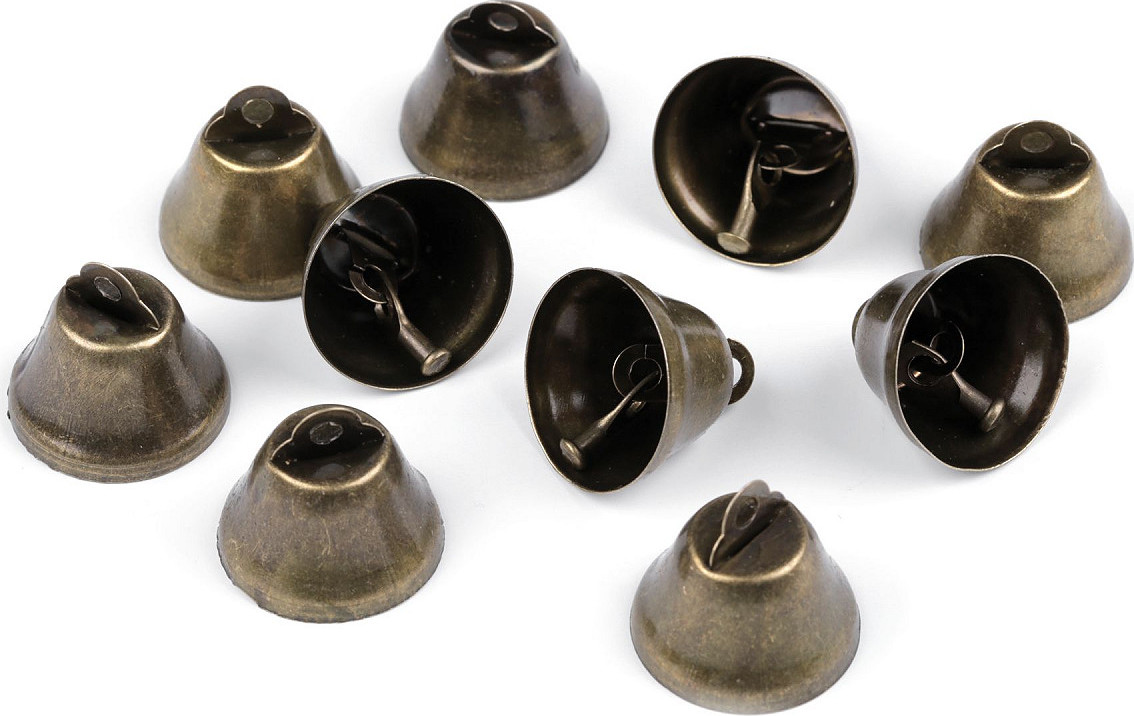 Kovový zvoneček Ø26 mm Varianta: staromosaz, Balení: 10 ks