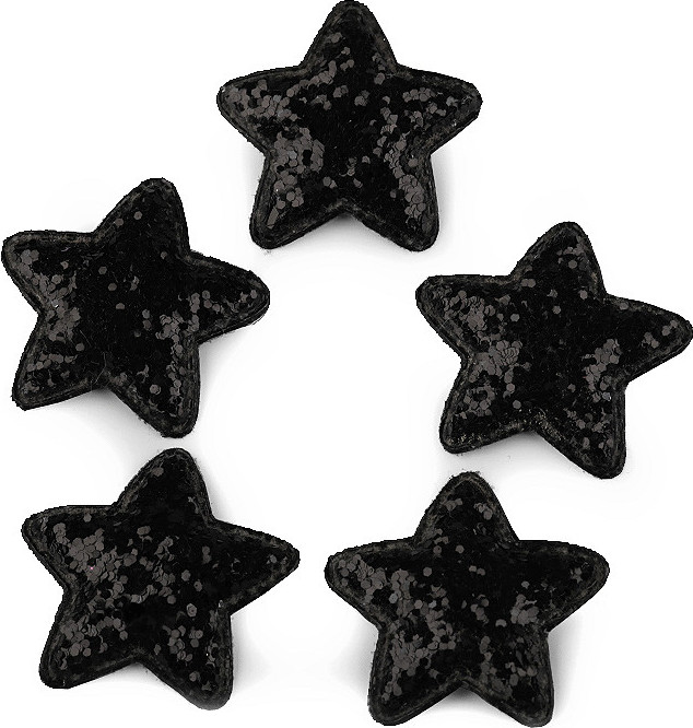 Hvězda s glitry Ø35 mm Varianta: 8 černá, Balení: 10 ks