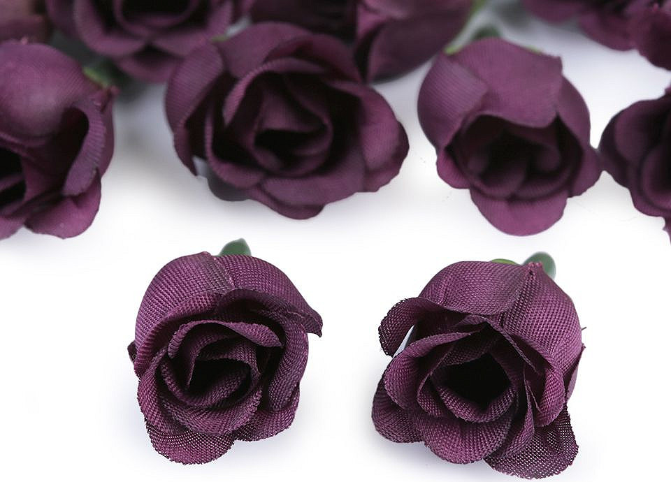 Umělý květ růže Ø2,5 cm Varianta: 8 fialová tmavá, Balení: 5 ks