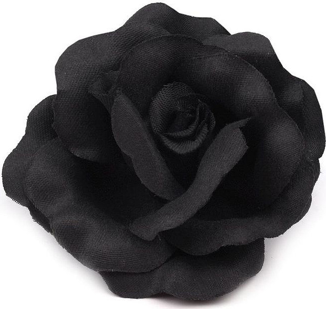 Brož / ozdoba růže Ø6 cm Varianta: 2 černá, Balení: 12 ks