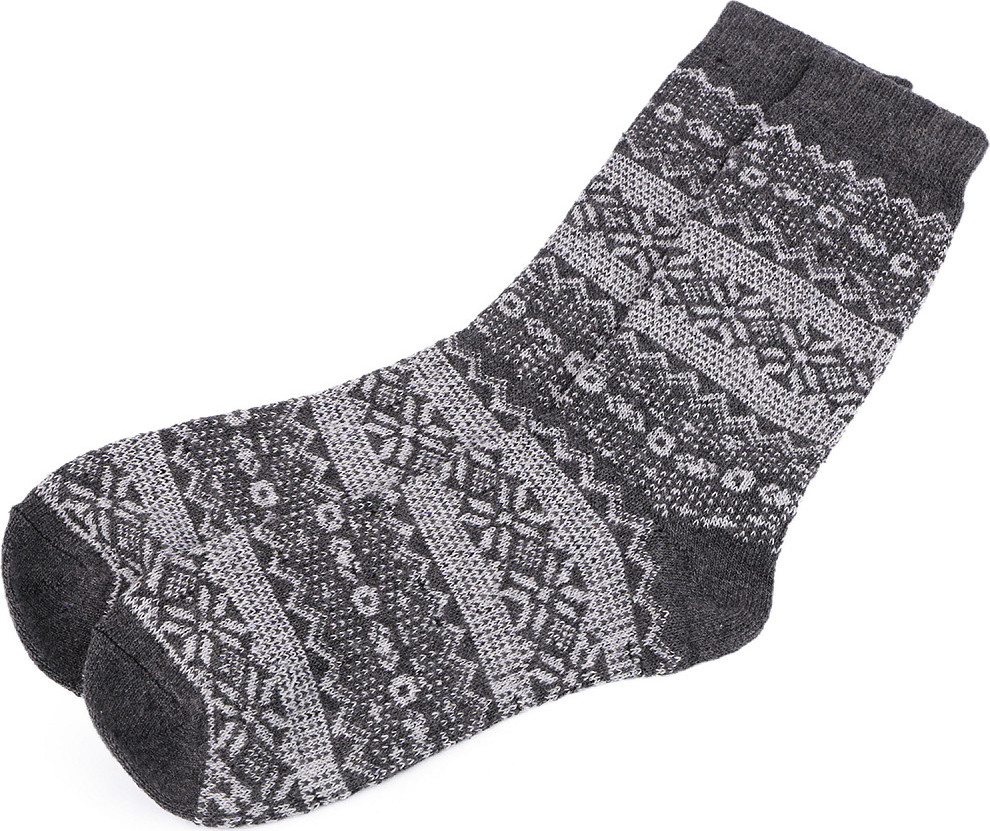 Pánské zimní ponožky norský vzor Varianta: 2 šedá, Balení: 1 pár