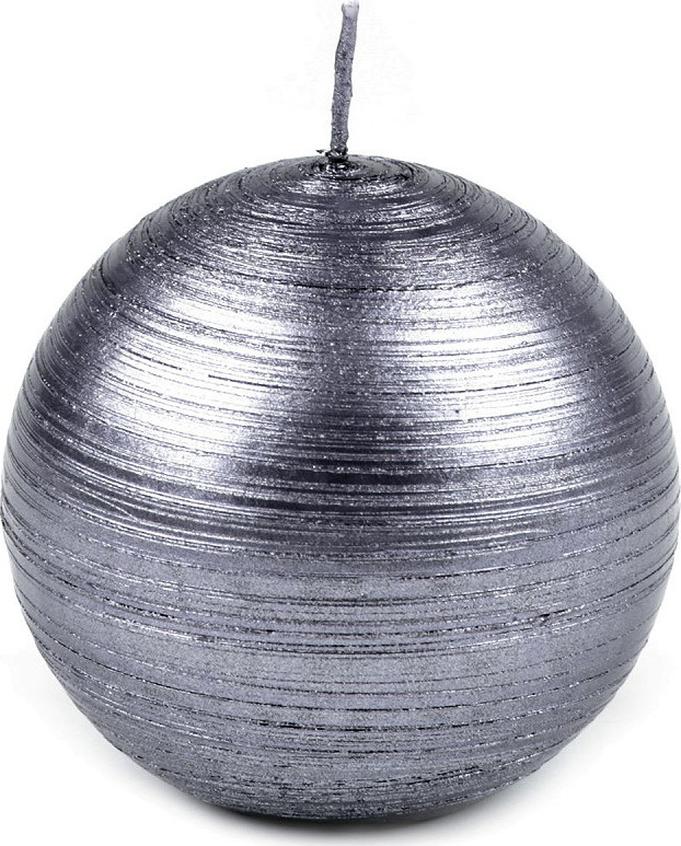 Adventní / vánoční svíčka koule metalický lesk Ø8 cm Varianta: 10 šedá ocelová, Balení: 1 ks