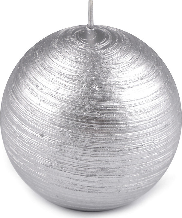 Adventní / vánoční svíčka koule metalický lesk Ø8 cm Varianta: 2 stříbrná, Balení: 1 ks