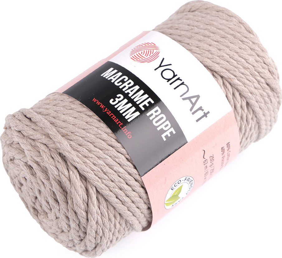 Pletací příze Macrame Rope 3 mm 250 g Varianta: 2 (753) režná, Balení: 1 ks