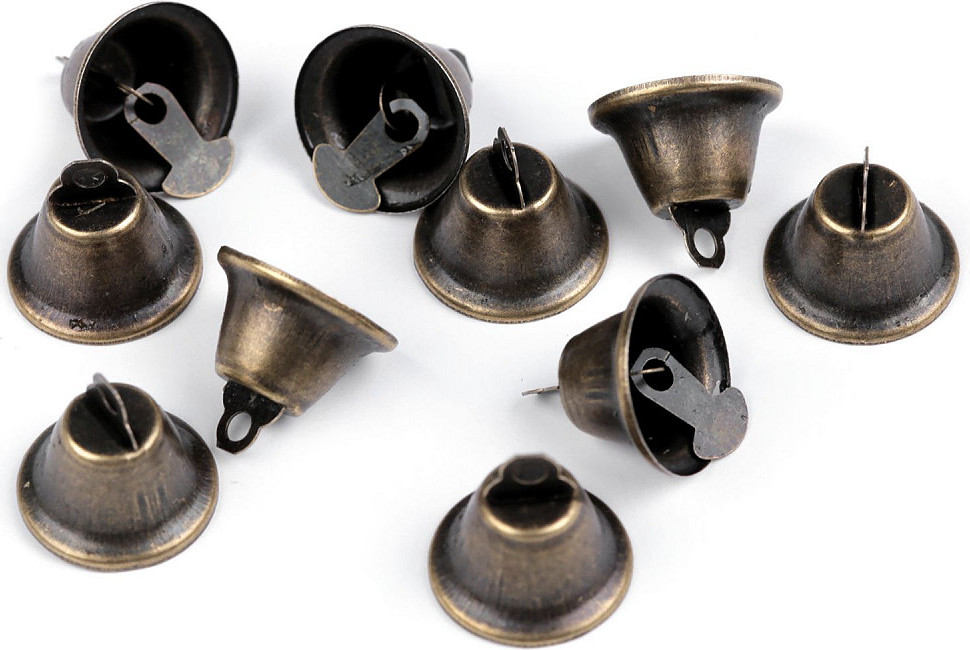 Kovový zvoneček Ø16 mm Varianta: staromosaz, Balení: 10 ks