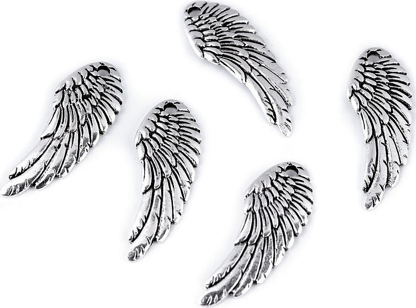 Přívěsek andělské křídlo 10x26 mm Varianta: 1 platina s patinou, Balení: 5 ks