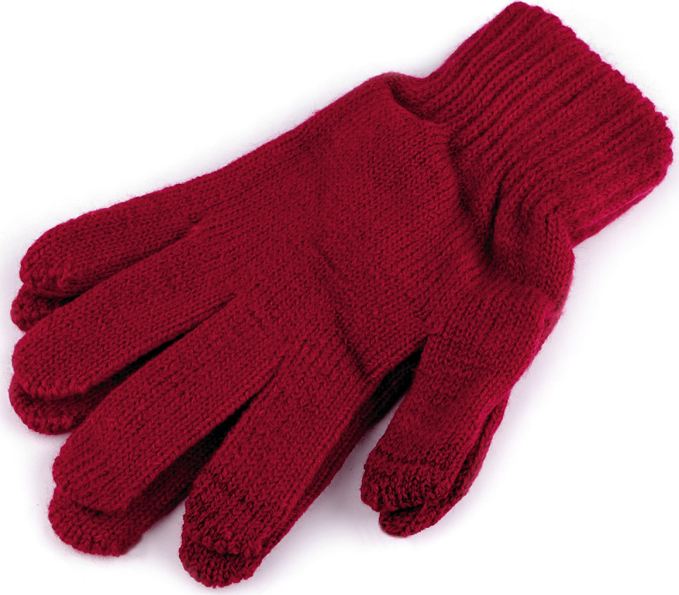 Dámské pletené rukavice Varianta: 6 bordó sv., Balení: 1 pár