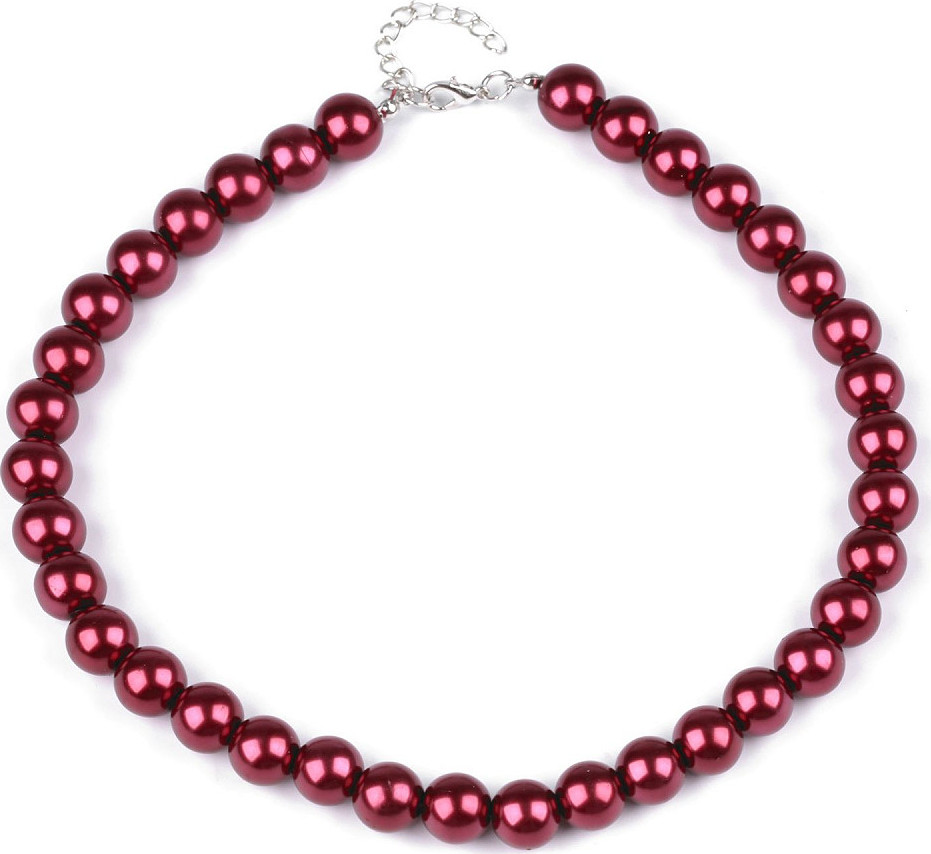 Perlový náhrdelník Varianta: 4 bordó sv., Balení: 1 ks