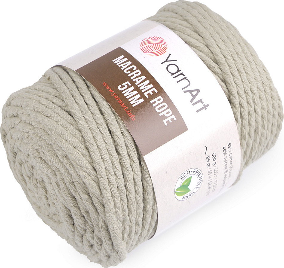 Pletací příze Macrame Rope 5 mm 500 g Varianta: 3 (753/201) režná světlá, Balení: 1 ks