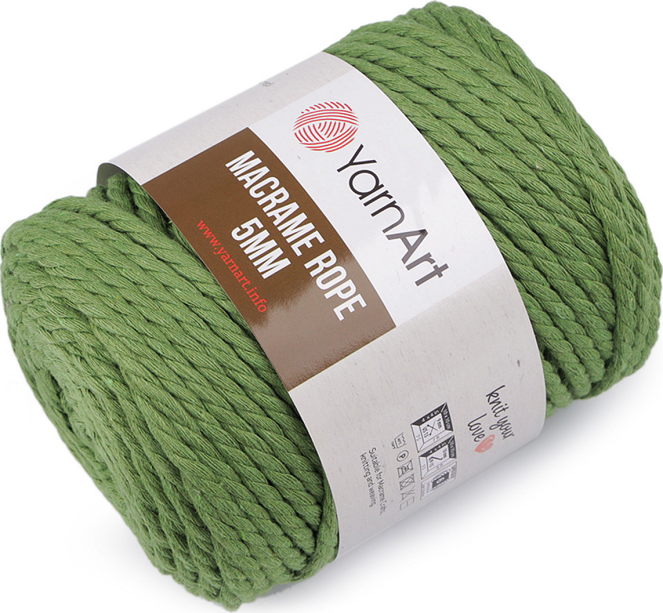 Pletací příze Macrame Rope 5 mm 500 g Varianta: 20 (787) zelená sv., Balení: 1 ks