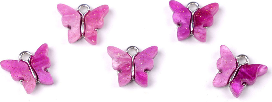 Přívěsek motýl perleťový 13x15 mm Varianta: 7 (13x16 mm) fialová sv., Balení: 5 ks