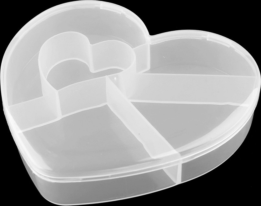 Plastový box / zásobník srdce 12x13,5x2,5 cm Varianta: 1 transparent, Balení: 1 ks