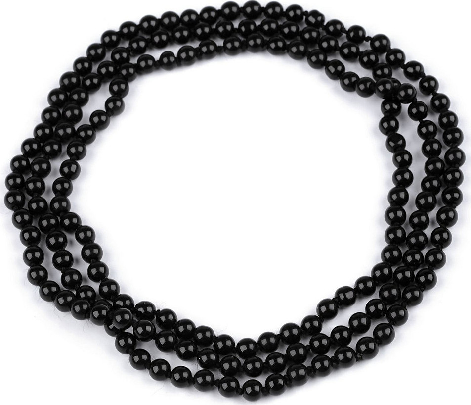 Perlový náhrdelník dlouhý, retro Varianta: 5 černá, Balení: 1 ks