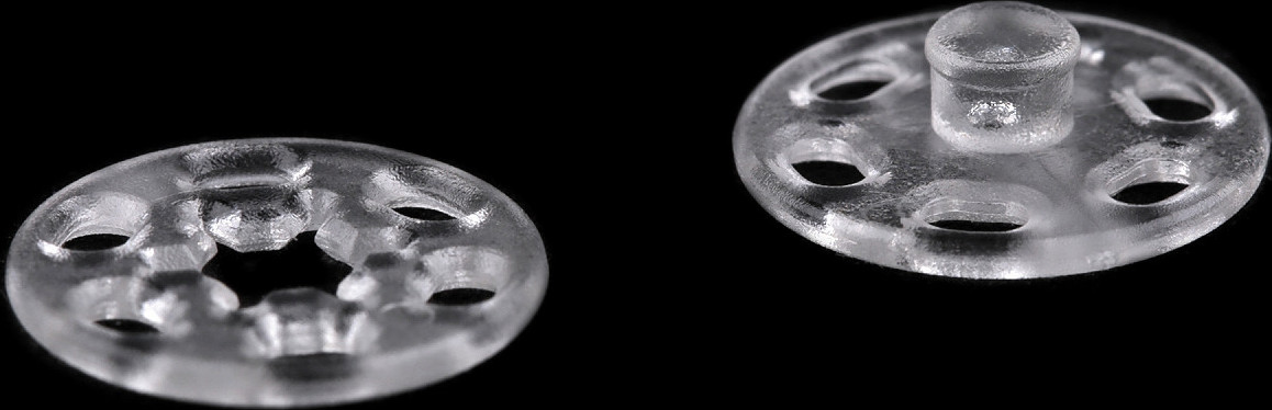 Plastové patentky / stiskací knoflíky transparentní Ø13 mm, Ø15 mm Varianta: 1 15 mm transparent, Balení: 100 pár