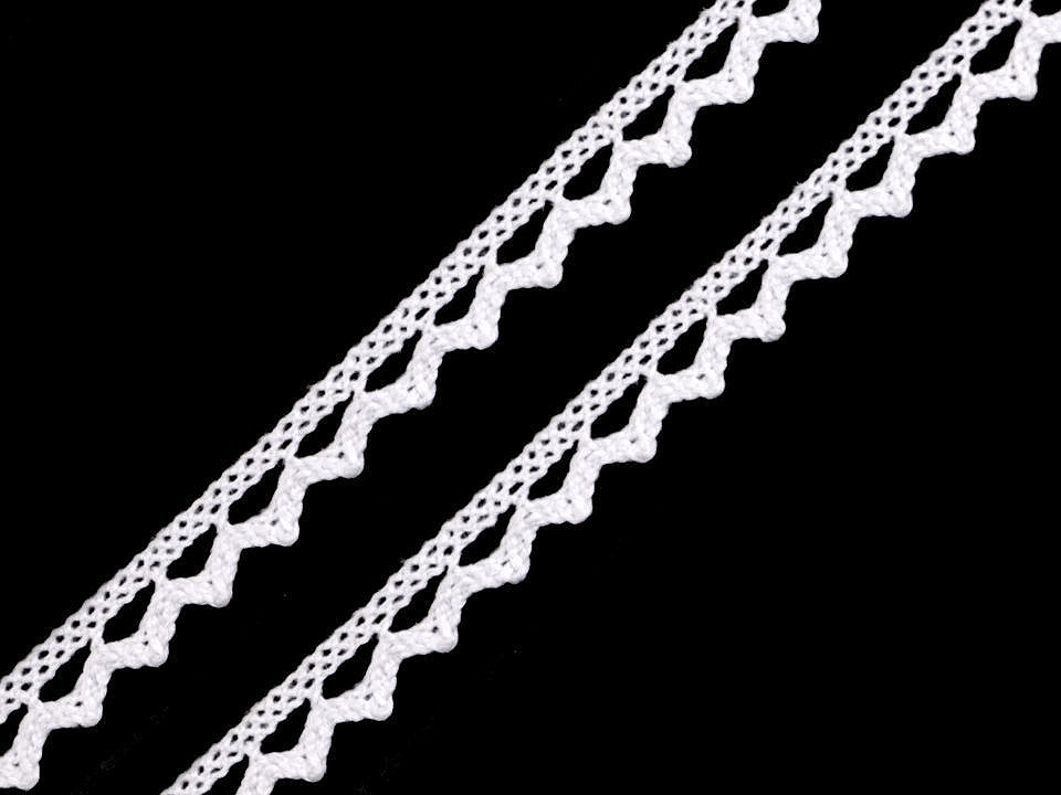 Bavlněná krajka paličkovaná šíře 9 mm Varianta: 1 bílá, Balení: 22.5 m