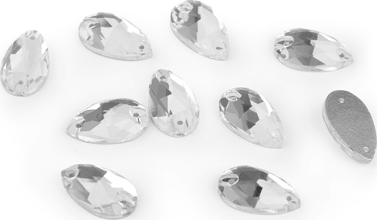 Broušené kamínky kapky našívací Varianta: crystal, Balení: 12 ks