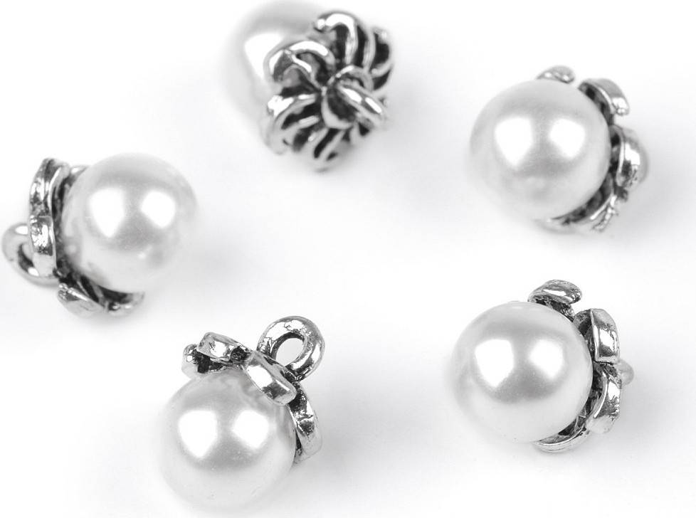 Knoflík s kaplíkem / přívěsek perla Ø9 mm Varianta: 2 perlová, Balení: 5 ks
