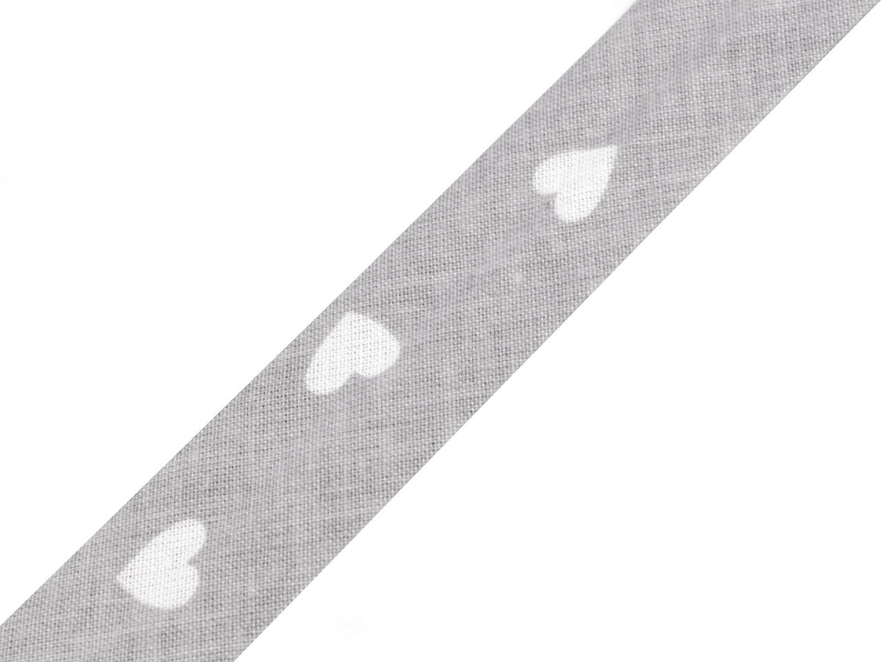 Šikmý proužek bavlněný vzorovaný šíře 20 mm zažehlený Varianta: 860004/2 šedá srdce, Balení: 15 m