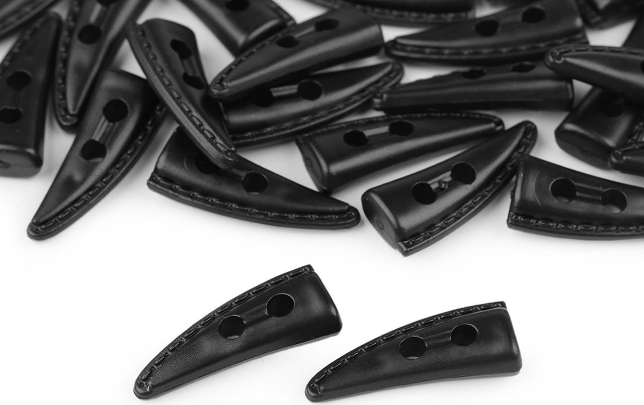 Designový knoflík roh s prošitým stehem 13x32 mm Varianta: 2 černá, Balení: 50 ks