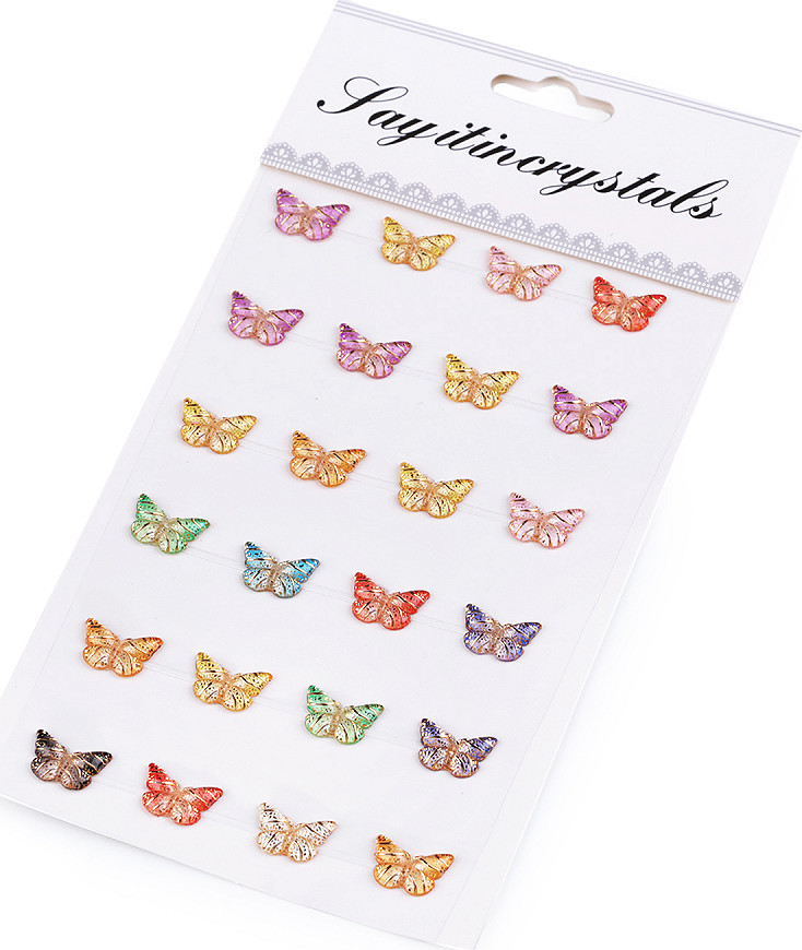 Samolepicí motýlci na lepicím proužku Varianta: mix náhodný, Balení: 1 karta