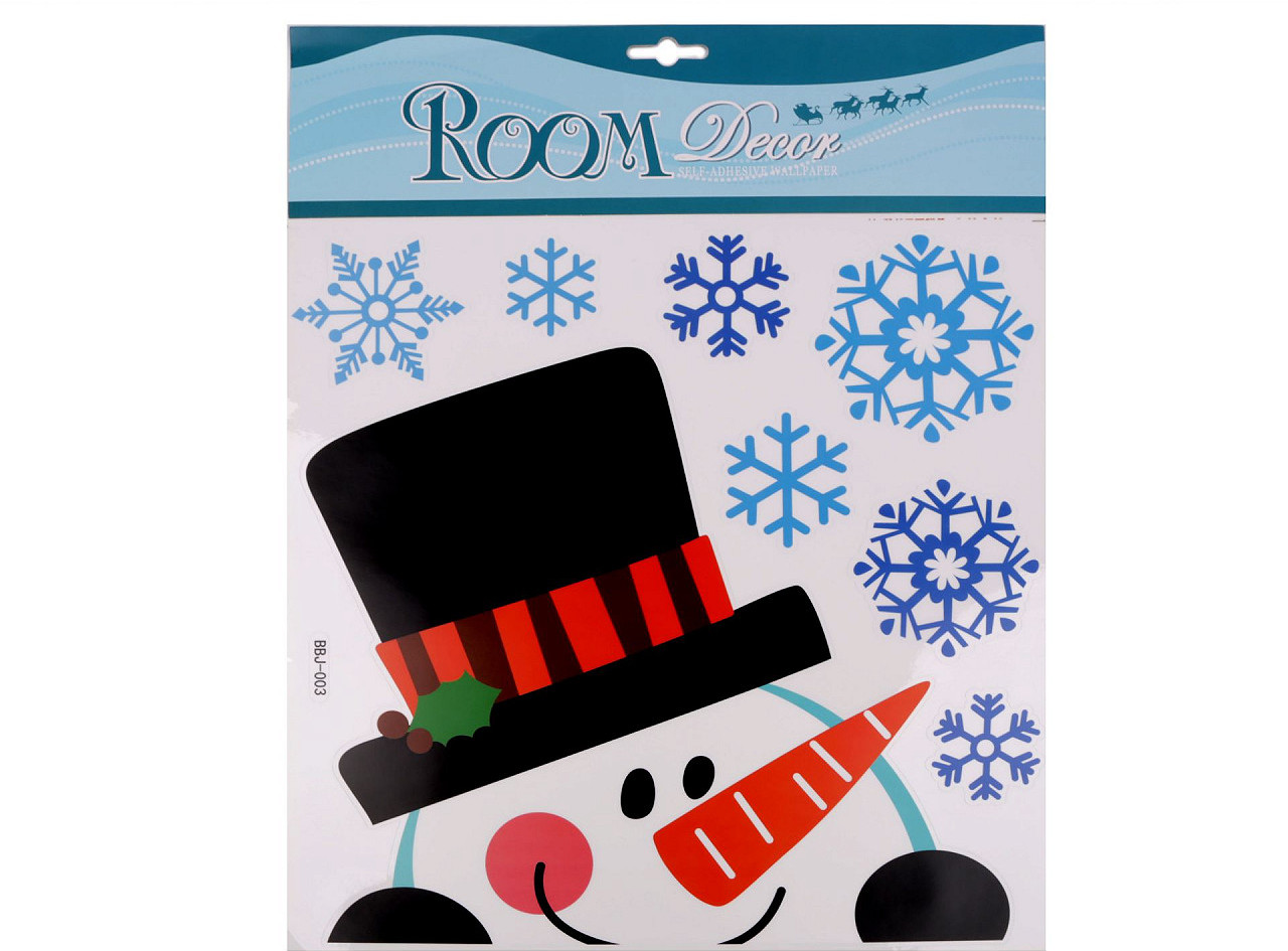 Vánoční okenní fólie samolepicí Varianta: 1 bílá sněhulák, Balení: 1 karta