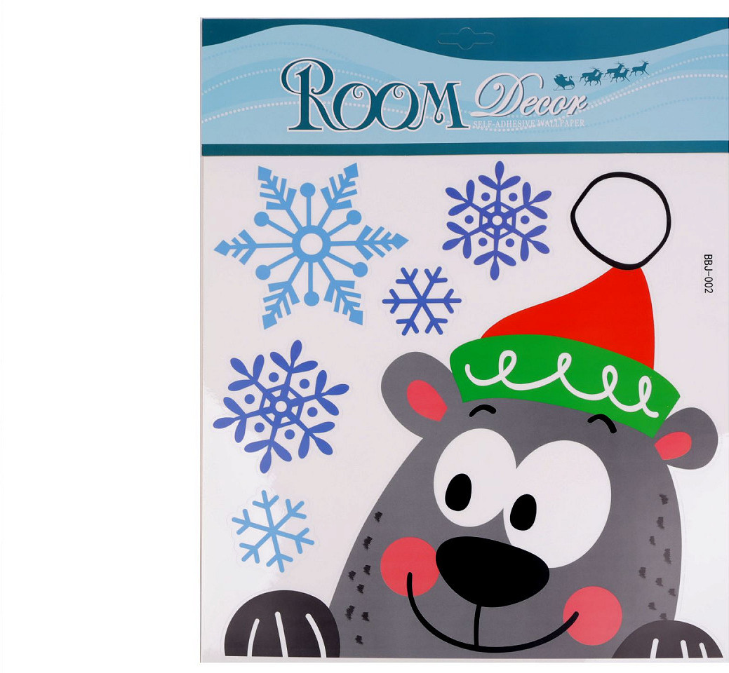 Vánoční okenní fólie samolepicí Varianta: 4 šedá medvěd, Balení: 1 karta