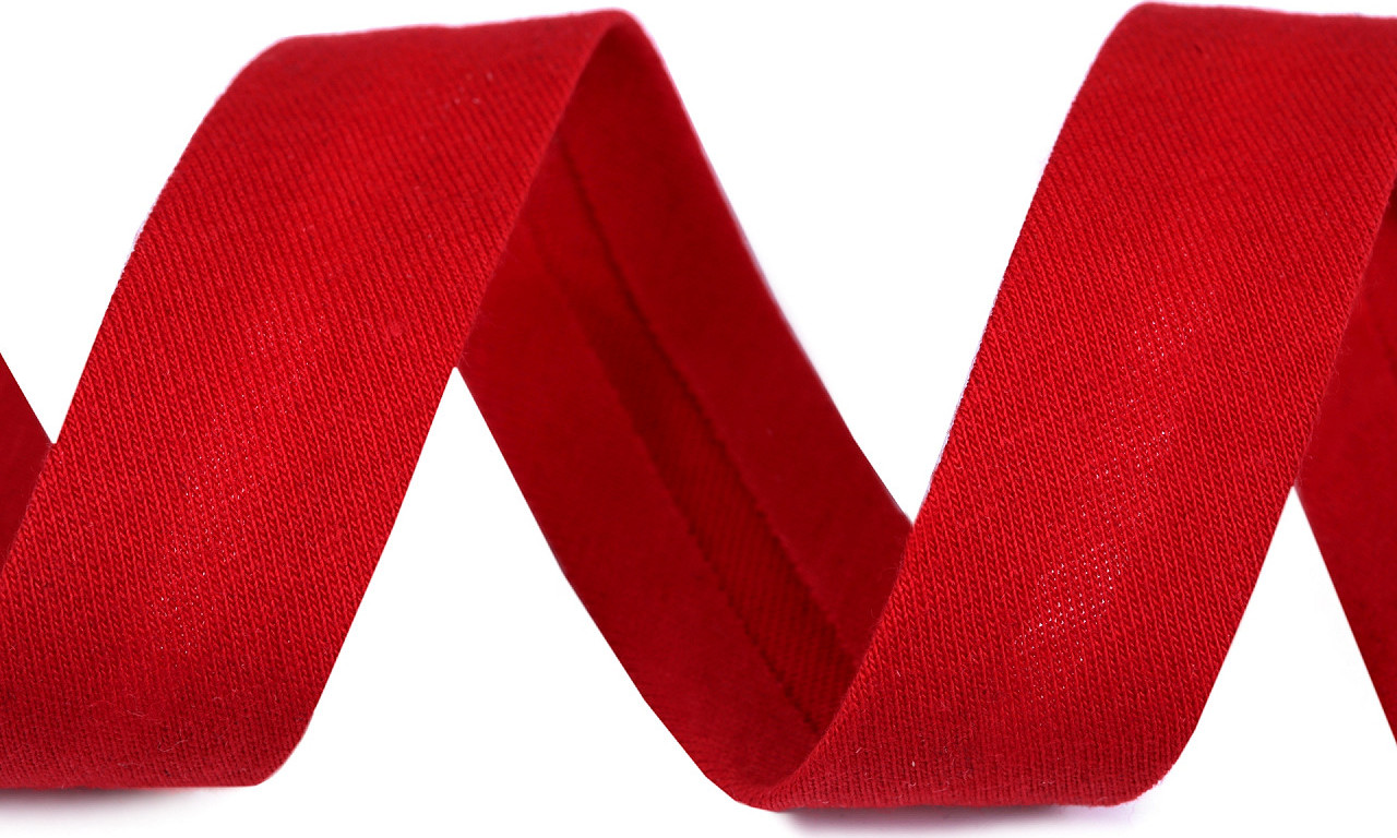 Šikmý proužek bavlněný elastický šíře 20 mm zažehlený Varianta: 2/ 12 červená, Balení: 1 m