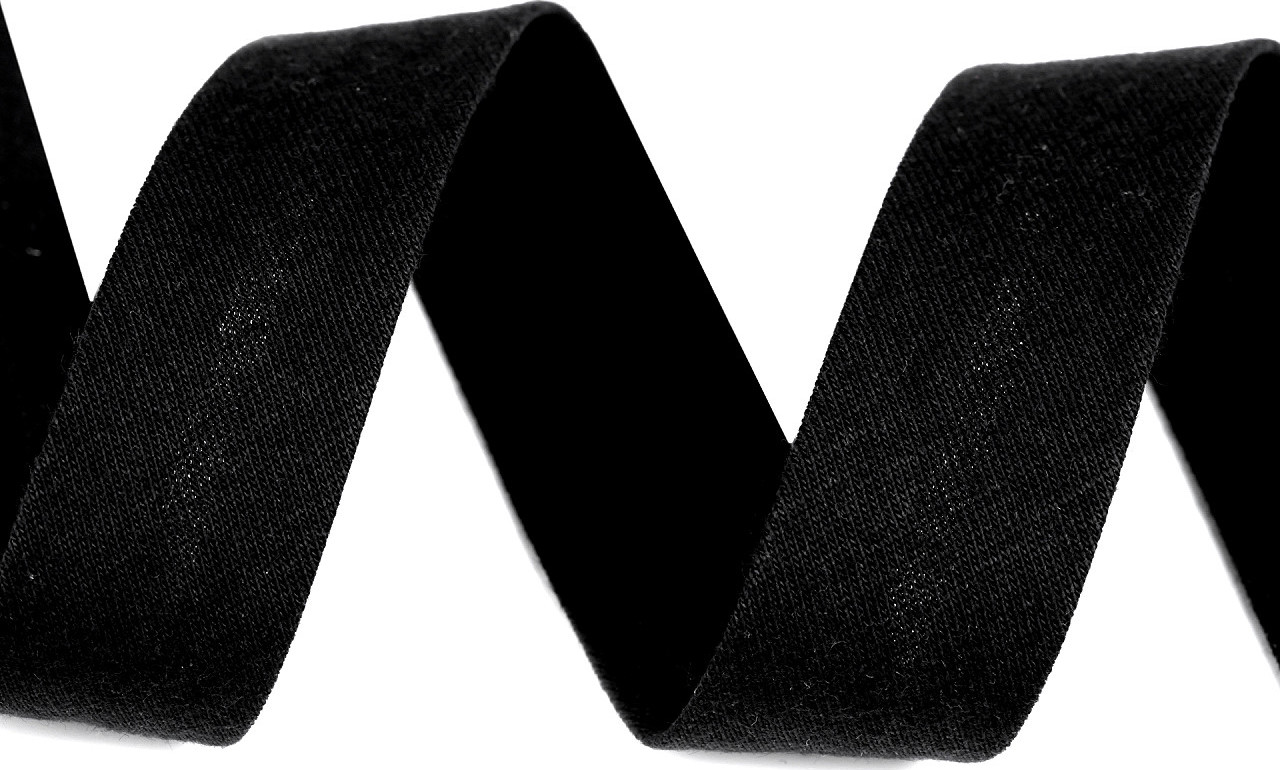 Šikmý proužek bavlněný elastický šíře 20 mm zažehlený Varianta: 5/ 25 černá, Balení: 1 m
