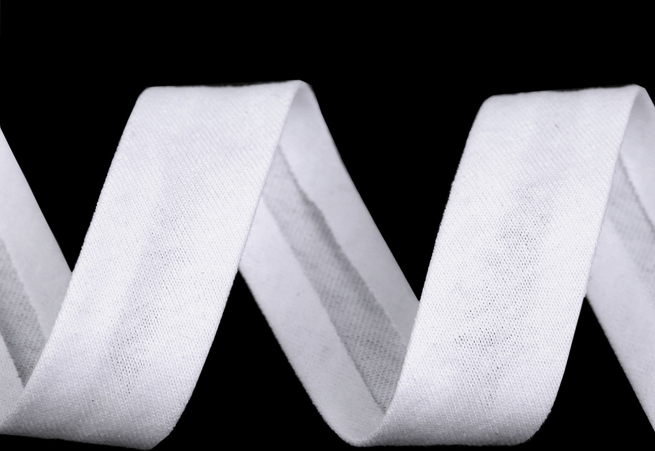 Šikmý proužek bavlněný elastický šíře 20 mm zažehlený Varianta: 1/ 1 bílá, Balení: 1 m