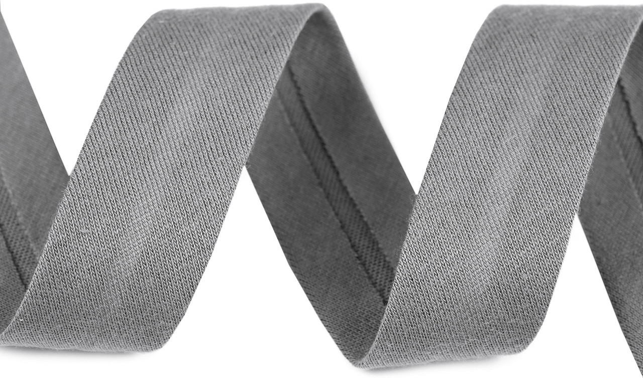 Šikmý proužek bavlněný elastický šíře 20 mm zažehlený Varianta: 3/ 17 šedá, Balení: 1 m