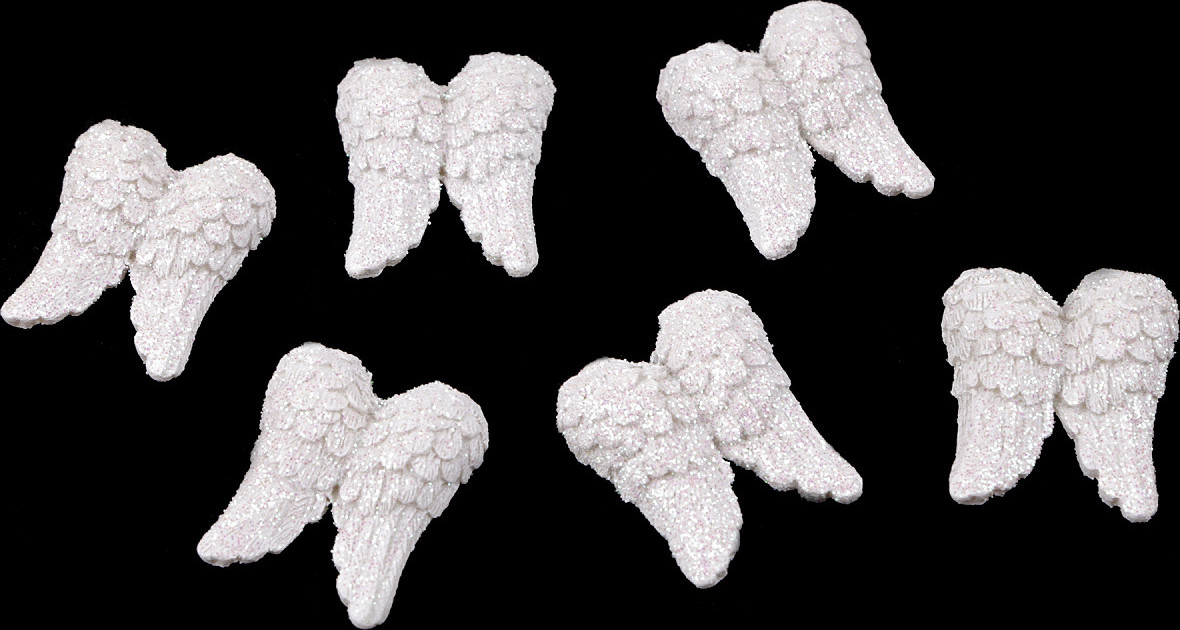 Dekorace andělská křídla s glitry malá Varianta: bílá, Balení: 8 ks