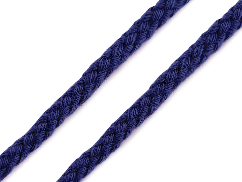 Oděvní / dekorační bavlněná šňůra Ø6 mm Varianta: 6 modrá tmavá, Balení: 10 m