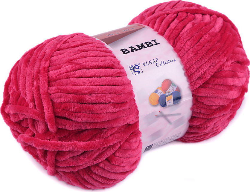 Pletací žinylková příze Bambi 100 g Varianta: 19 (88178) pink, Balení: 1 ks