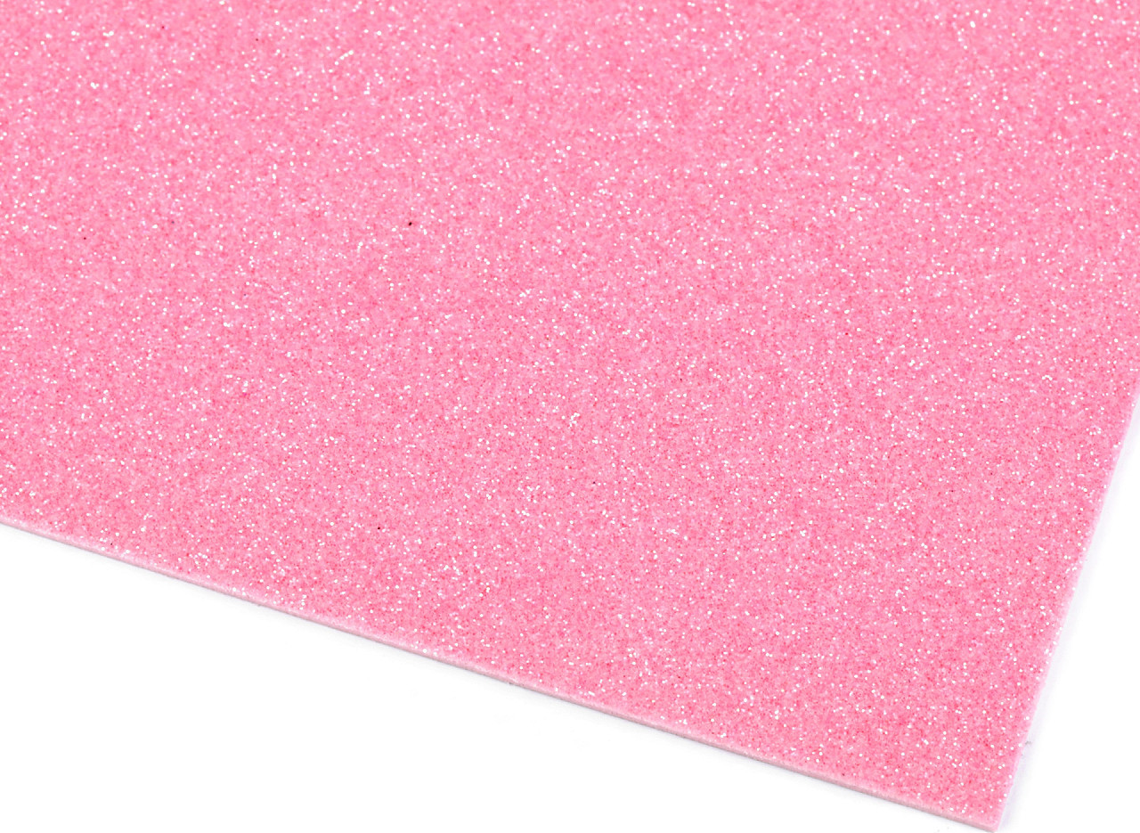 Samolepicí pěnová guma Moosgummi s glitry 20x30 cm Varianta: 7 růžová, Balení: 2 ks