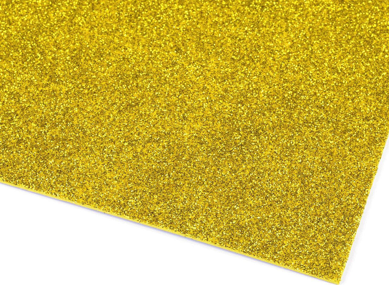 Samolepicí pěnová guma Moosgummi s glitry 20x30 cm Varianta: 13 zlatá sv., Balení: 10 ks