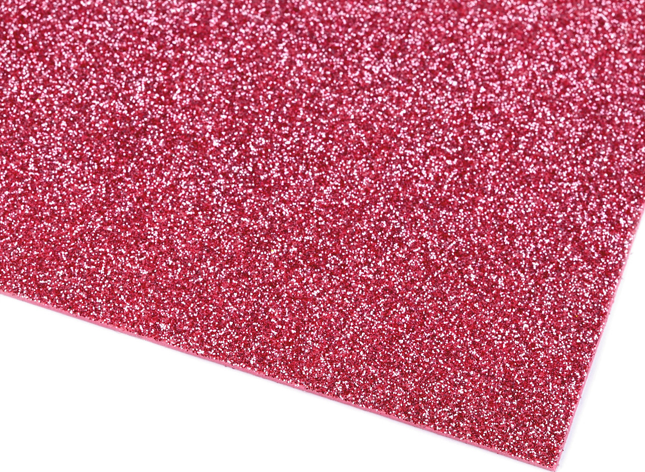 Samolepicí pěnová guma Moosgummi s glitry 20x30 cm Varianta: 15 růžová malinová, Balení: 10 ks
