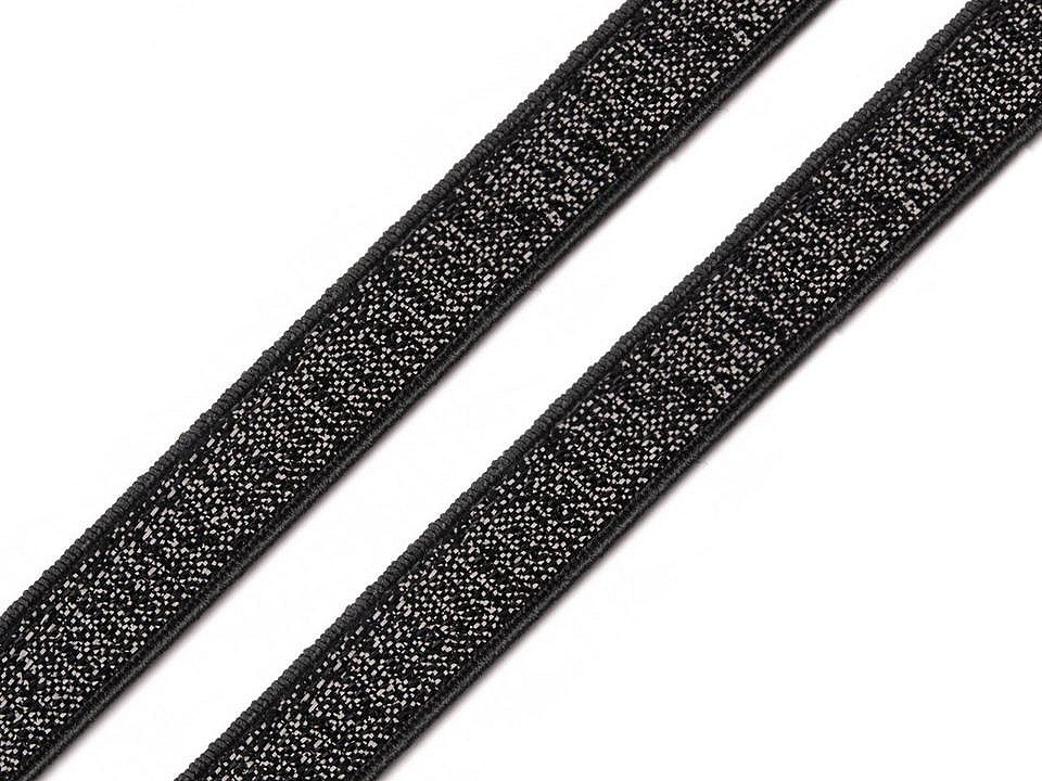 Pruženka brokátová / ramínková šíře 10 mm s lurexem Varianta: 1 Black, Balení: 12.5 m