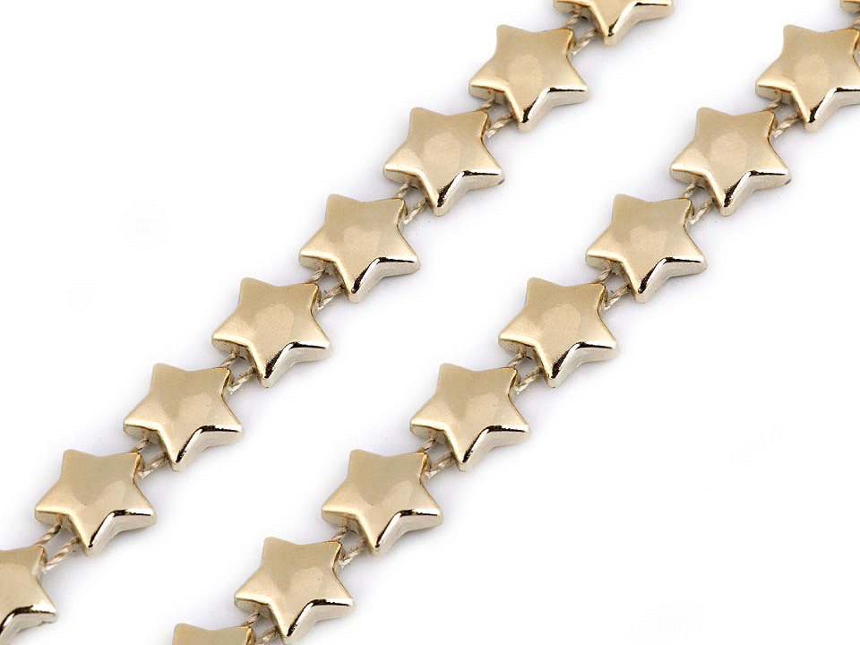 Řetěz - hvězdy šíře 10 mm vánoční Varianta: 2 zlatá sv., Balení: 9 m