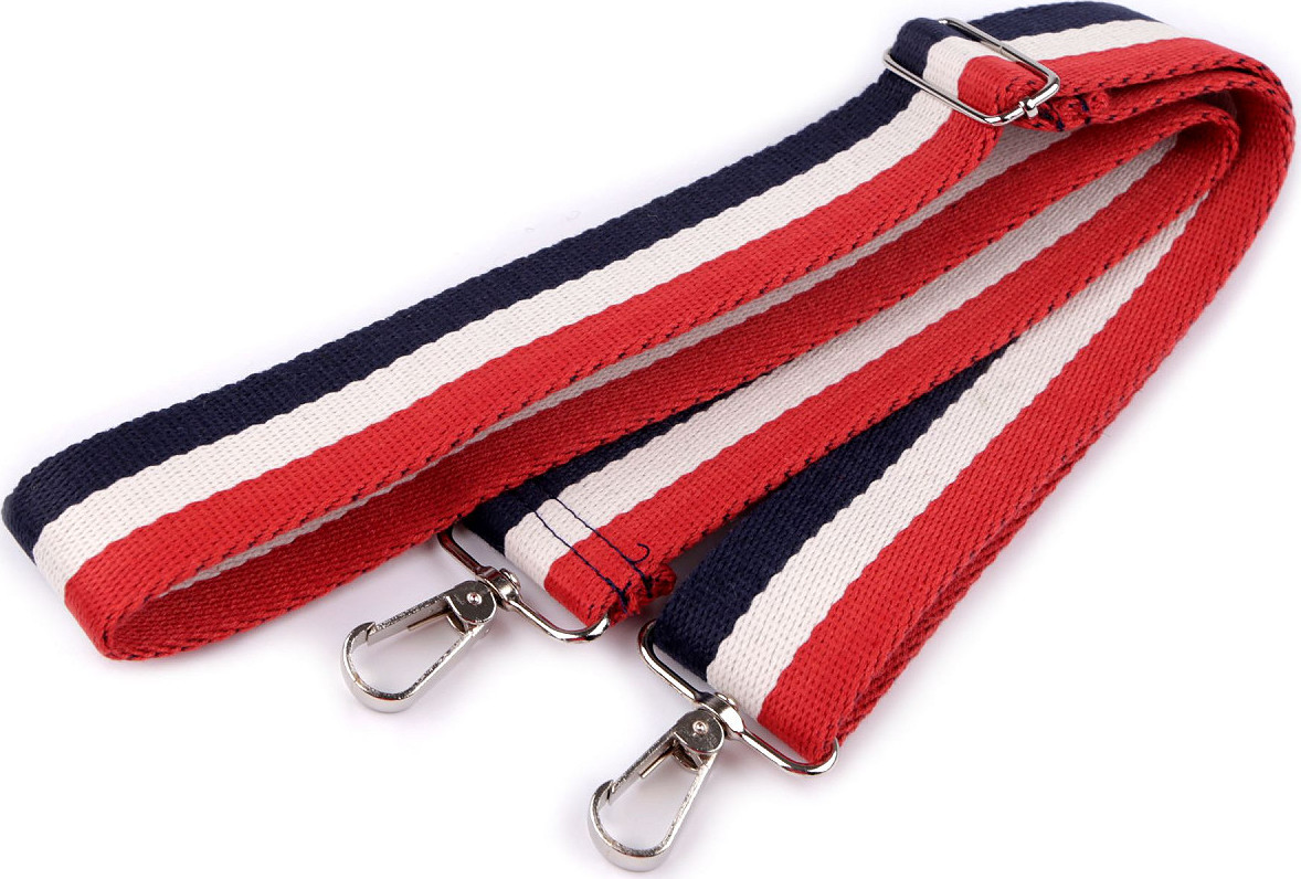 Textilní ucho / popruh na tašku s karabinami šíře 3,8 cm Varianta: 24 červená modrá tmavá, Balení: 1 ks