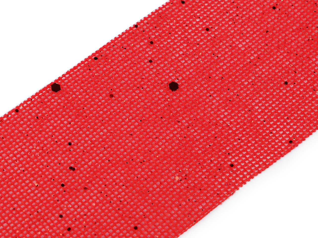 Vánoční stuha metráž imitace juty s glitry šíře 60 mm Varianta: červená, Balení: 1 m