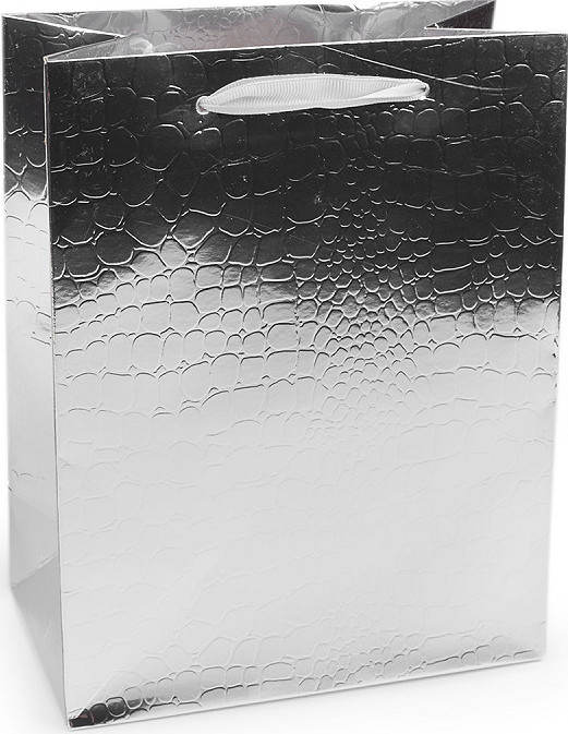 Dárková taška metalická Varianta: 1 stříbrná, Balení: 12 ks
