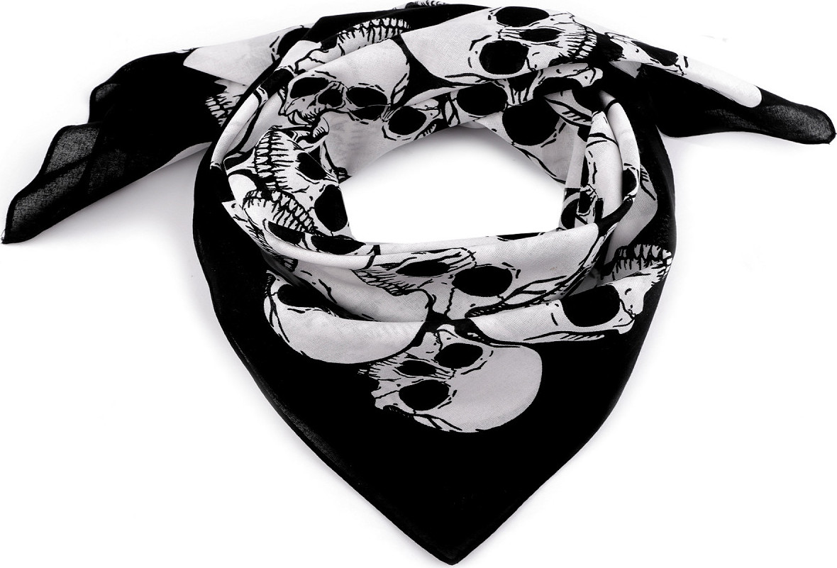 Bavlněný šátek lebky 70x70 cm Varianta: 2 černá, Balení: 1 ks