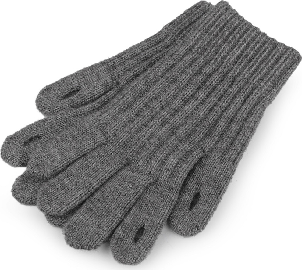 Pletené rukavice s otvory pro ovládání dotykových zařízení Varianta: 2 šedá, Balení: 1 pár