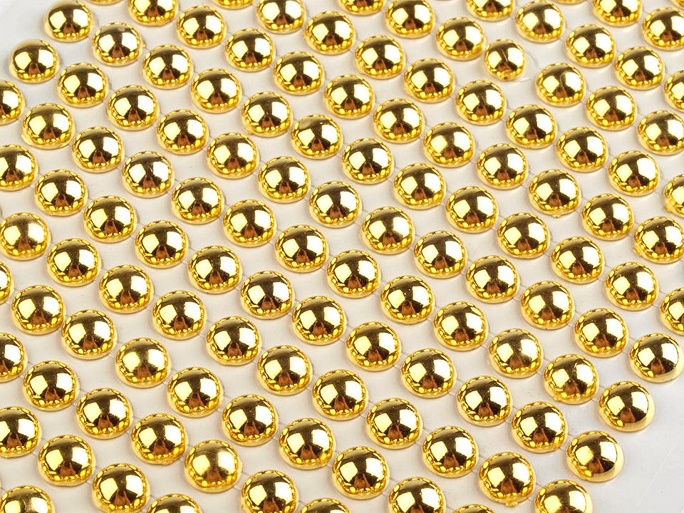 Samolepicí perly na lepicím proužku Ø6 mm Varianta: 3 zlatá, Balení: 12 karta