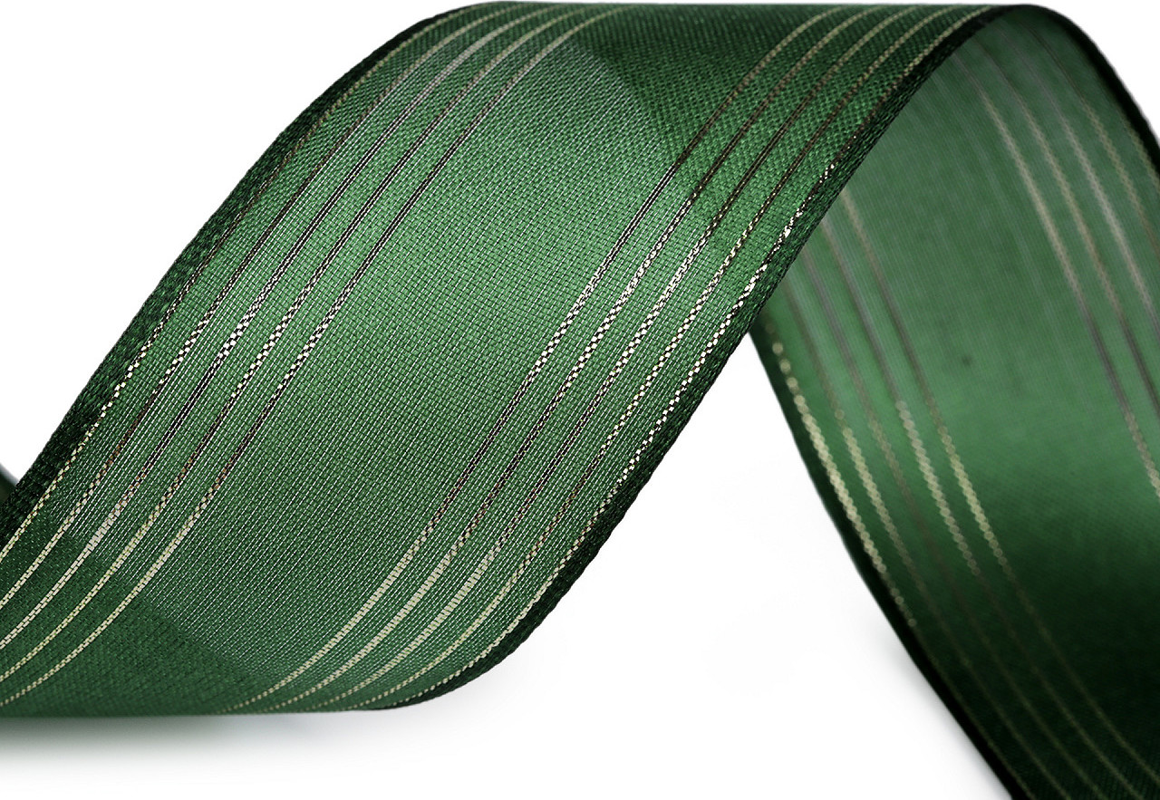 Stuha s lurexem šíře 40 mm Varianta: 1 (315) zelená zlatá, Balení: 25 m
