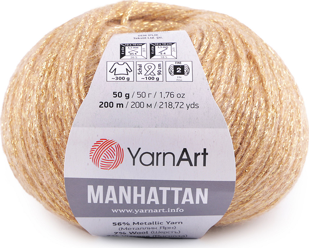 Pletací příze Manhattan 50 g Varianta: 4 (911) krémová zlatá, Balení: 1 ks