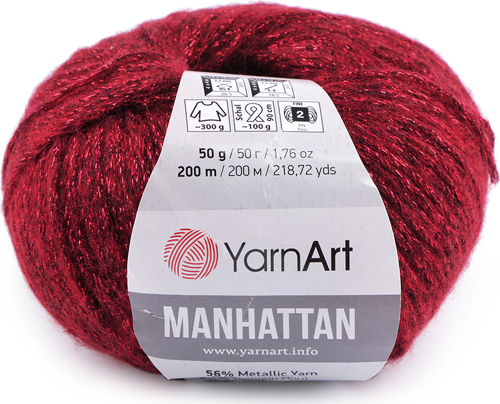 Pletací příze Manhattan 50 g Varianta: 5 (913) červená, Balení: 1 ks